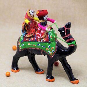 Handmade Recycled Material Figurines Rajasthani Doll Couple Rider Idol Showpiece