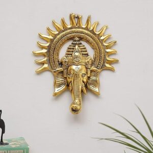 Golden Metal Sun Decorative Ganesha Wall Hanging